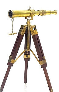 10" Nautical brass telescope with wooden tripod stand