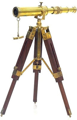 10" Nautical brass telescope with wooden tripod stand