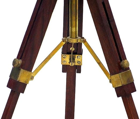 10" Nautical brass telescope with wooden tripod stand