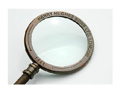 Full Brass Henry Hughes London Ltd.1941-Hand Held Magnifying Glass