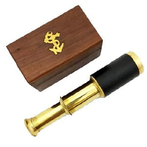 6" Brass Handheld Mini Foldable Telescope with Wooden Box - Pack of 30