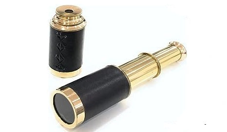 6" Brass Handheld Mini Foldable Telescope with Wooden Box - Pack of 30