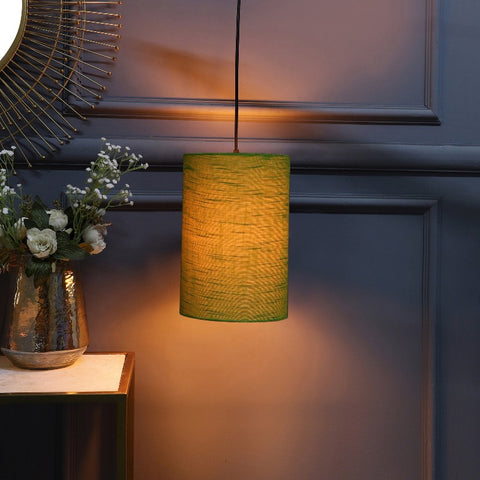 Hanging/ Pendant Cylinder Shade, Green Texture (6*10 Inches)