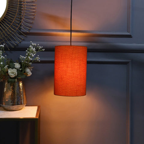 Hanging/ Pendant Cylinder Shade, Orange Texture (6*10 Inches)