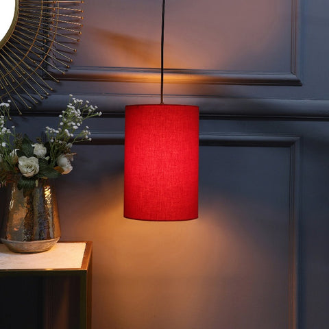 Hanging/ Pendant Cylinder Shade, Red (6*10 Inches)
