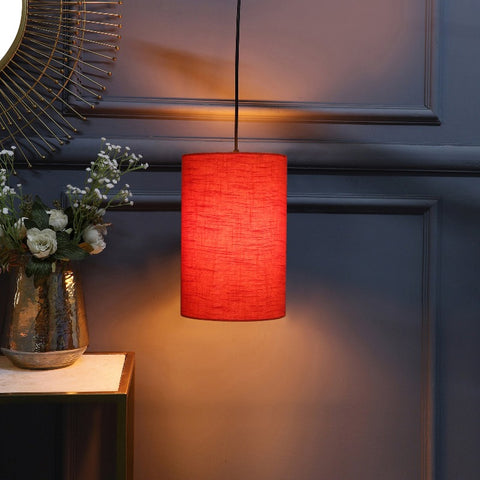 Hanging/ Pendant Cylinder Shade, Red Texture (6*10 Inches)
