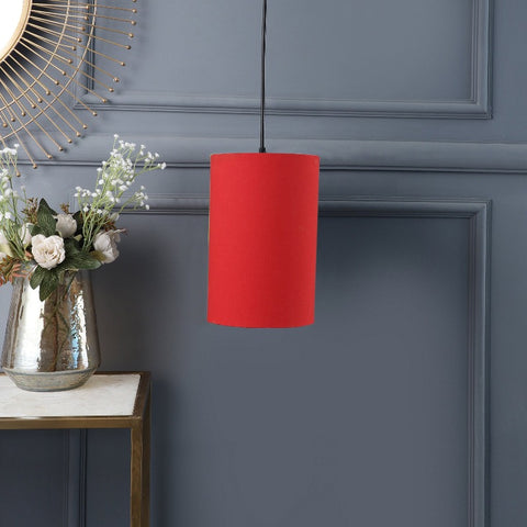 Hanging/ Pendant Cylinder Shade, Red (6*10 Inches)