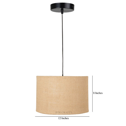 Hanging/ Pendant Drum Shade, 12 inches Dia / Black Canopy