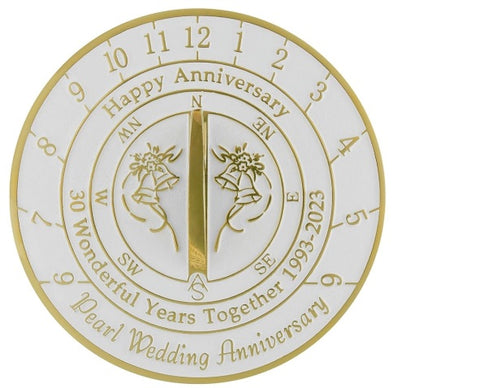 30th Pearl Wedding Anniversary Sundial 1993-2023