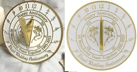 30th Pearl Wedding Anniversary Sundial 1993-2023