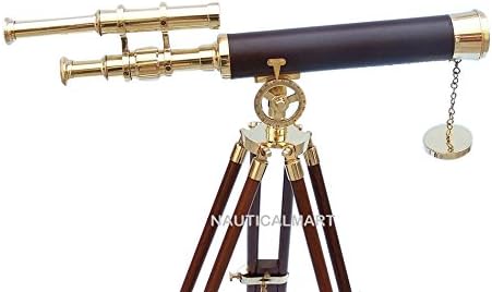 Floor Standing Brass and Leather Astro Telescope 45"