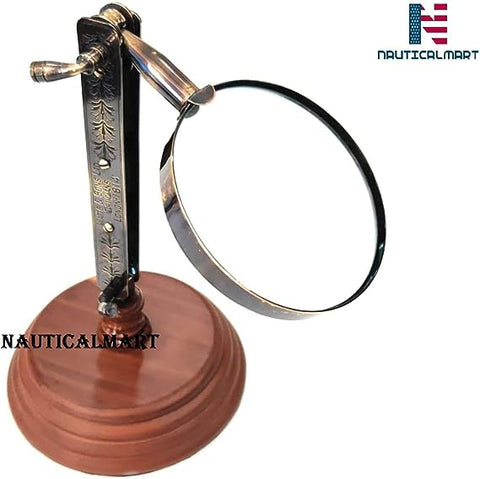 4" Antique Brass Adjustable Stand Magnifying Glass