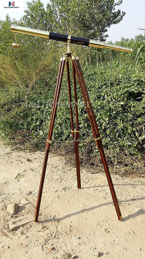 Admirals Antique with Leather Floor Standing Telescope 60"
