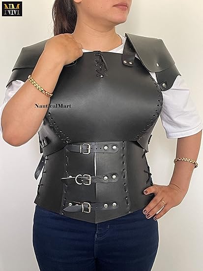 Medieval Leather Woman Breastplate with Shoulder