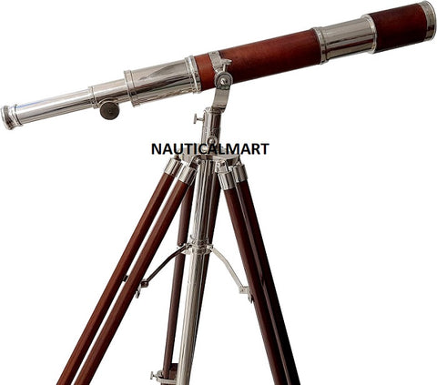 High Magnification Tube Telescope Brown and Nickel Finish