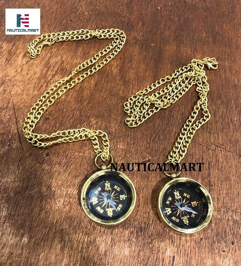 Nautical Brass Locket Compass with Chain