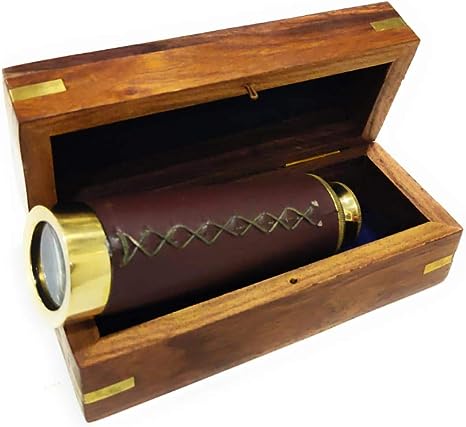 9" Maritime Brass Antique Telescope with Rosewood Box