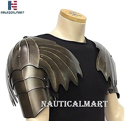 Medieval LARP Reenactment Dark Knight Gothic Pauldron Silver