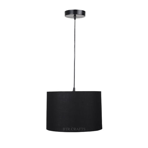 Hanging/ Pendant Drum Shade, 12 inches Dia / Black Canopy