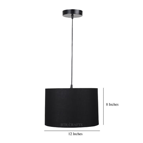 Hanging/ Pendant Drum Shade, 12 inches Dia / Black Canopy