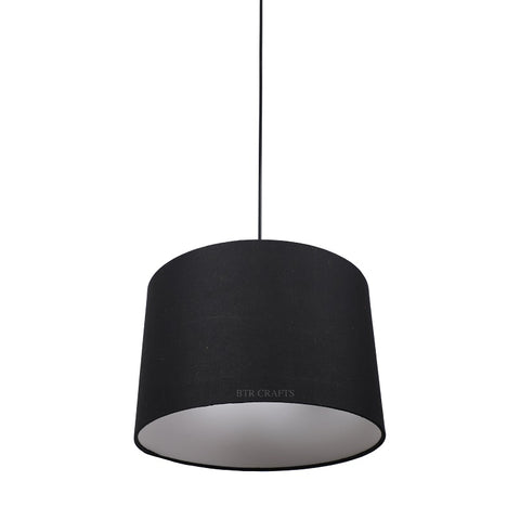 Hanging/ Pendant Drum Shade, 12 inches Dia / Black Canopy