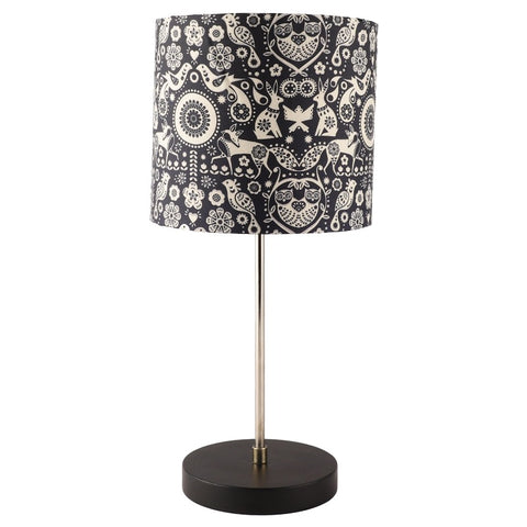 BTR CRAFTS Silver Rod With Black Wooden Base Table Lamp (Premium Color Lampshade)