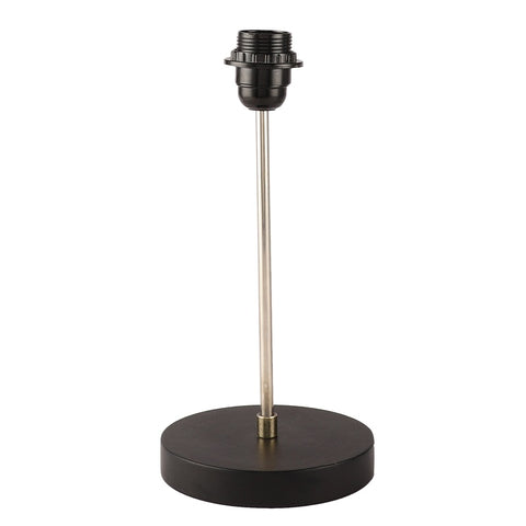 BTR CRAFTS Silver Rod With Black Wooden Base Table Lamp  (Cylinder Lampshade)