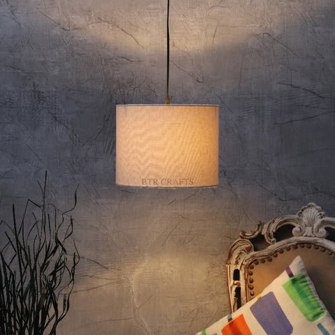 Hanging/ Pendant Drum Shade, 10 inches Dia / Silver Canopy