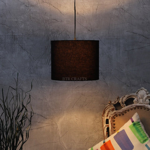 Hanging/ Pendant Drum Shade, 10 inches Dia / Silver Canopy