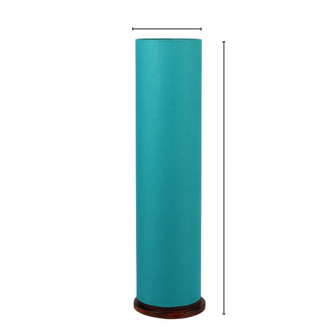 Wooden Base Cylinder Shape Corner Decorative Floor Lamp, Teal- Pack of 1