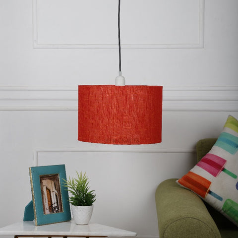 Hanging/ Pendant Drum Shade, 10 inches Dia / Red Texture