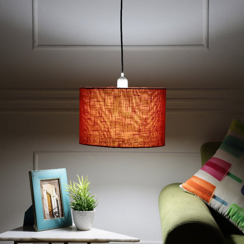 Hanging/ Pendant Drum Shade, 10 inches Dia / Red Texture