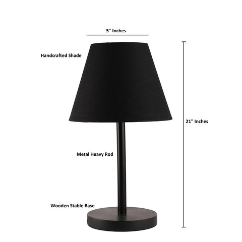 BTR CRAFTS Raven Black Metal Table Lamp (Conical Lampshade)
