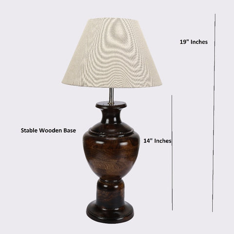 BTR CRAFTS Spotted Wooden Big Matki Table Lamp (Bulb not Included)