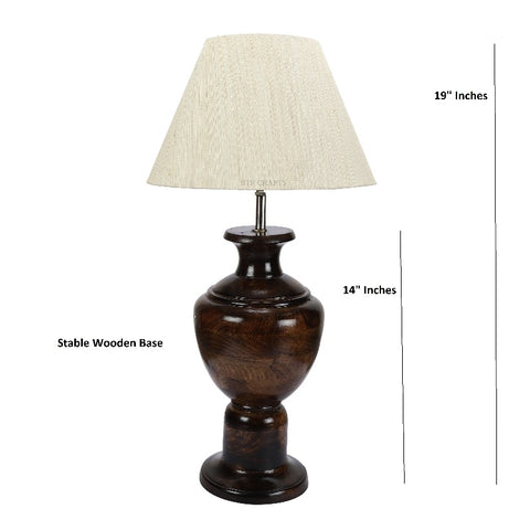 BTR CRAFTS Spotted Wooden Big Matki Table Lamp (Bulb not Included)