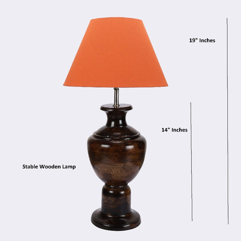 BTR CRAFTS Spotted Wooden Big Matki Table Lamp (Bulb not Included)