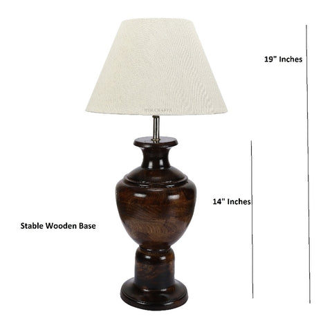 BTR CRAFTS Spotted Wooden Big Matki Table Lamp (Bulb not Included)