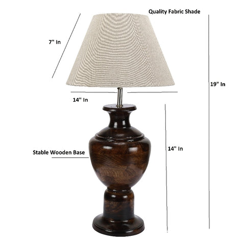 BTR CRAFTS Spotted Wooden Big Matki Table Lamp (Bulb not Included)