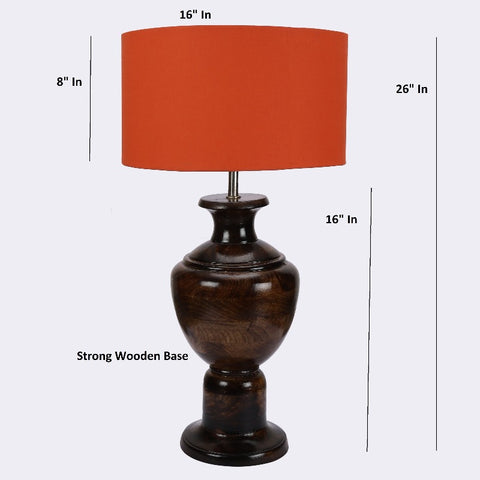 BTR CRAFTS Spotted Wooden Big Matki Table Lamp  (Bulb not Included)