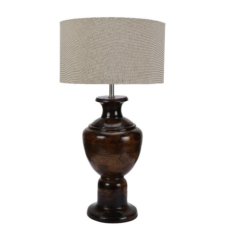 BTR CRAFTS Spotted Wooden Big Matki Table Lamp  (Bulb not Included)