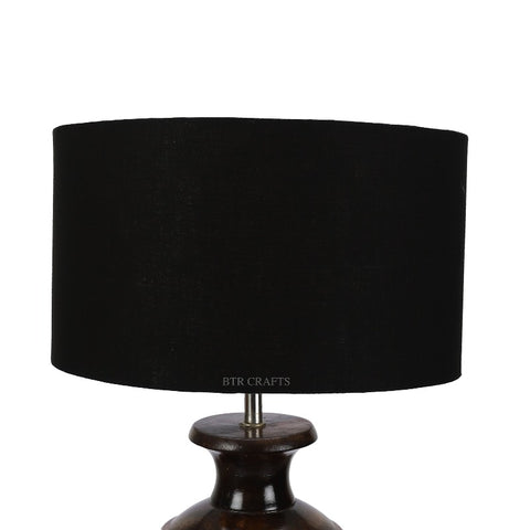 BTR CRAFTS Spotted Wooden Big Matki Table Lamp  (Bulb not Included)