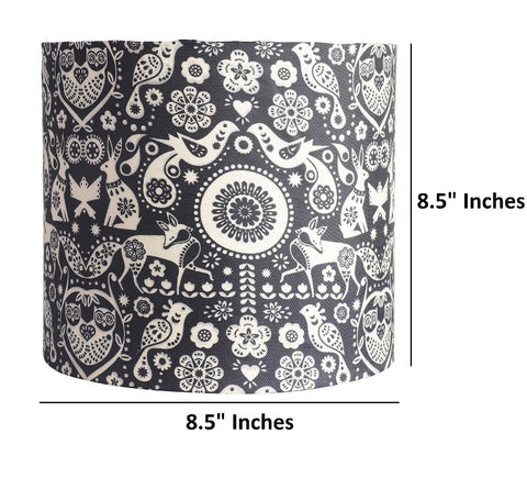 BTR CRAFTS Nandi Floral Drum Lamp Shade, Cotton Fabric,