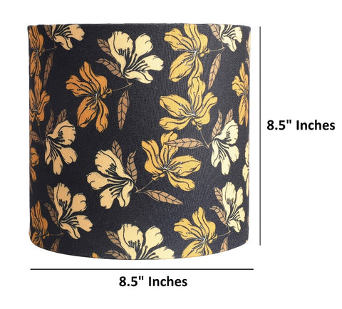 BTR CRAFTS Golden Flower Drum Lamp Shade, Cotton Fabric,