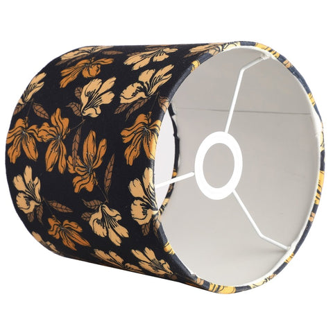 BTR CRAFTS Golden Flower Drum Lamp Shade, Cotton Fabric,