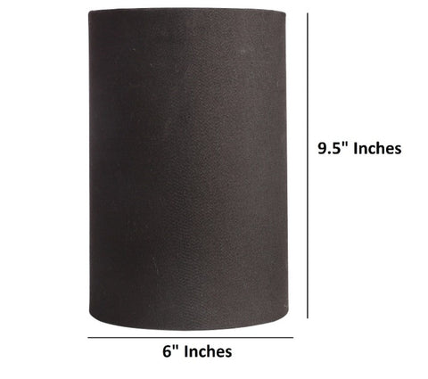 BTR CRAFTS Black Cylinder Lamp Shade, Cotton Fabric, (6" Inches)