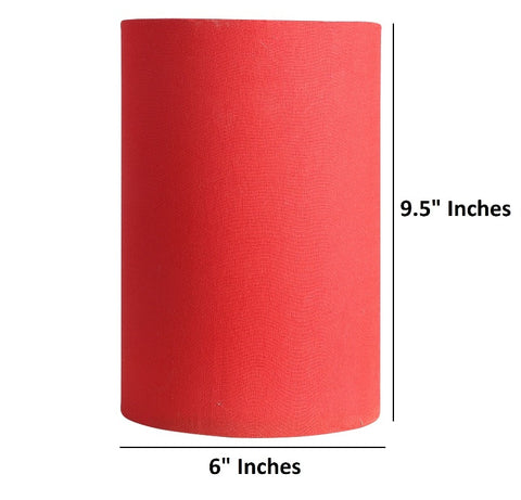 BTR CRAFTS Red Cylinder Lamp Shade, Cotton Fabric, (6" Inches)