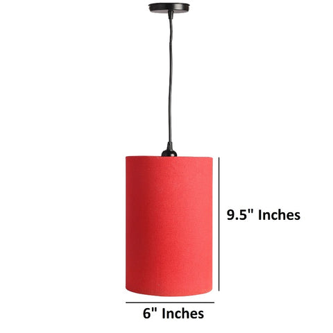 Hanging/ Pendant Cylinder Shade, Red (6*10 Inches)