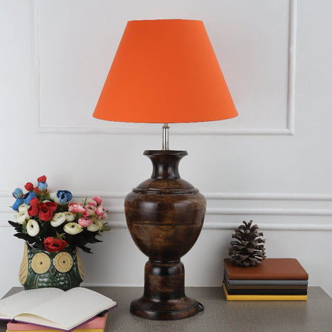 BTR CRAFTS Spotted Wooden Big Matki Table Lamp (Bulb not Included)