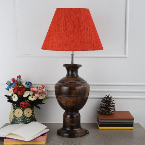 BTR CRAFTS Spotted Wooden Big Matki Table Lamp (Bulb not Included)