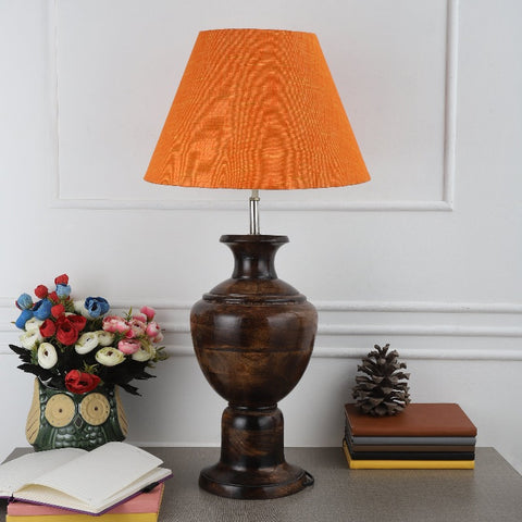 BTR CRAFTS Spotted Wooden Big Matki Table Lamp (Bulb not Included)